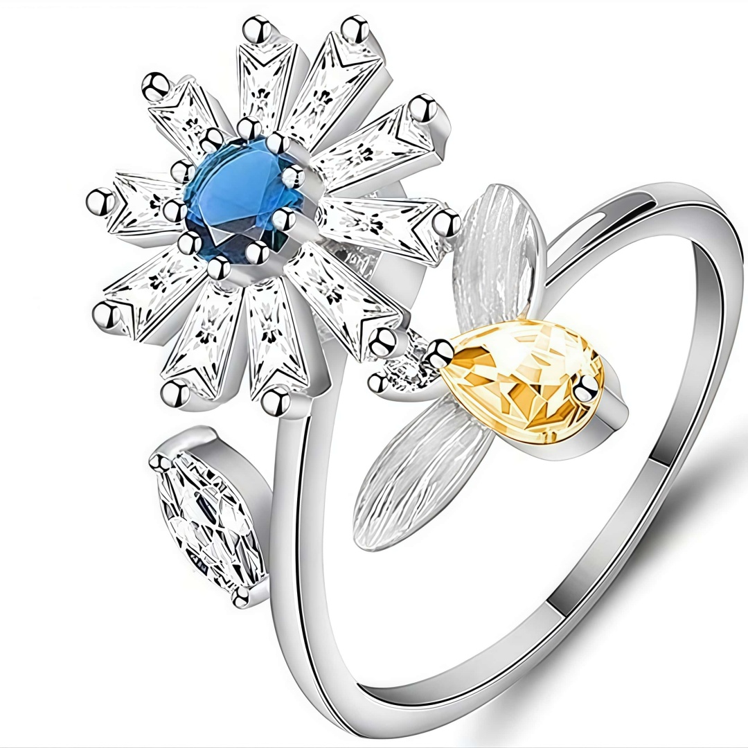 Rotatable Fidget Spinner Ring Womens Open Adjustable Anxiety Relief Rings